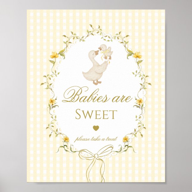 Poster Babies are sweet Silly Goose yellow gingham (Frente)