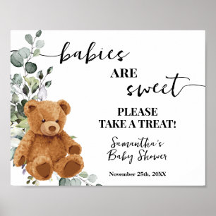 Poster Babies are Sweet Take a Treat Bear Greenery Shower