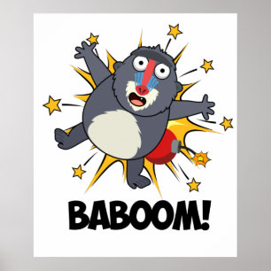 Poster Baboom Funny Explosão Baboon Pun