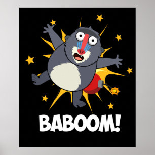 Poster Baboom Funny Explosão Baboon Pun Dark BG