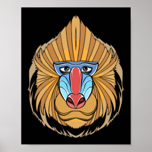 Poster Baboon Face Halloween Assustador Macaco Baboon