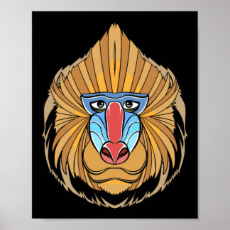 Poster Baboon Face Halloween Assustador Macaco Baboon