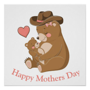 Pôster Baby Bear Happy Dia de as mães