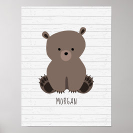 Poster Baby Bear Wood Personalised Nursery Trabalho de ar