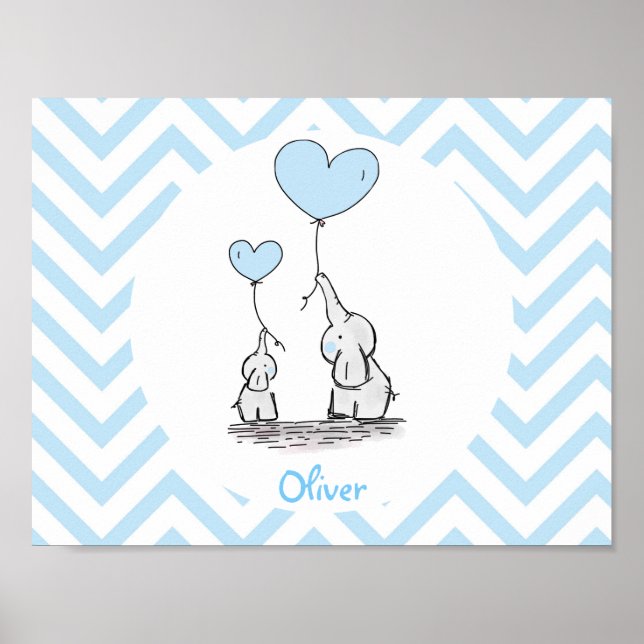 Poster Baby Blue Elephant Personated Baby Boy (Frente)