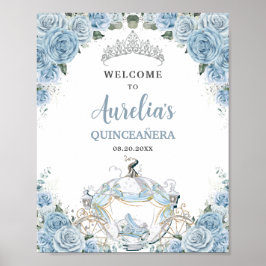 Poster Baby Blue Rosa Princesa Carruagem QUINCEAÑERA 16º