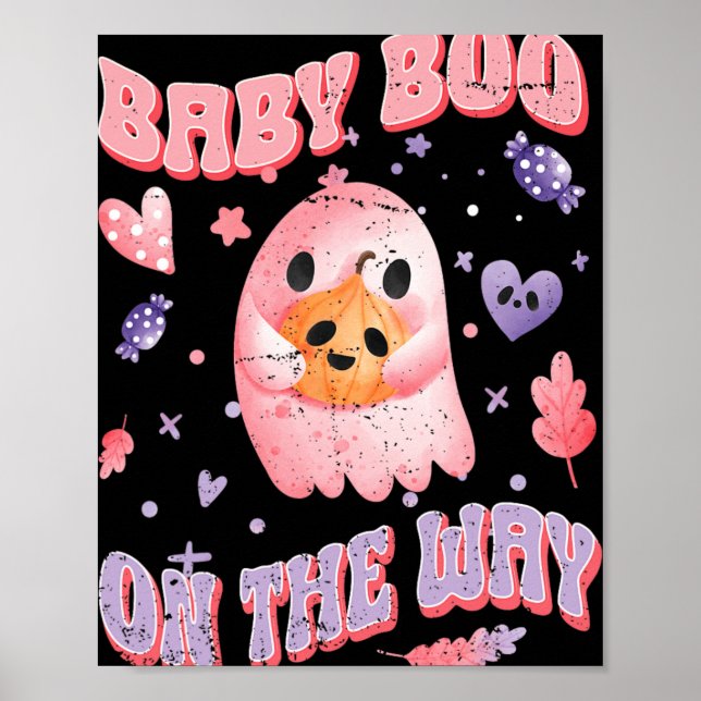 Poster Baby Boo On The Way Halloween Pregnancy Announceme (Frente)