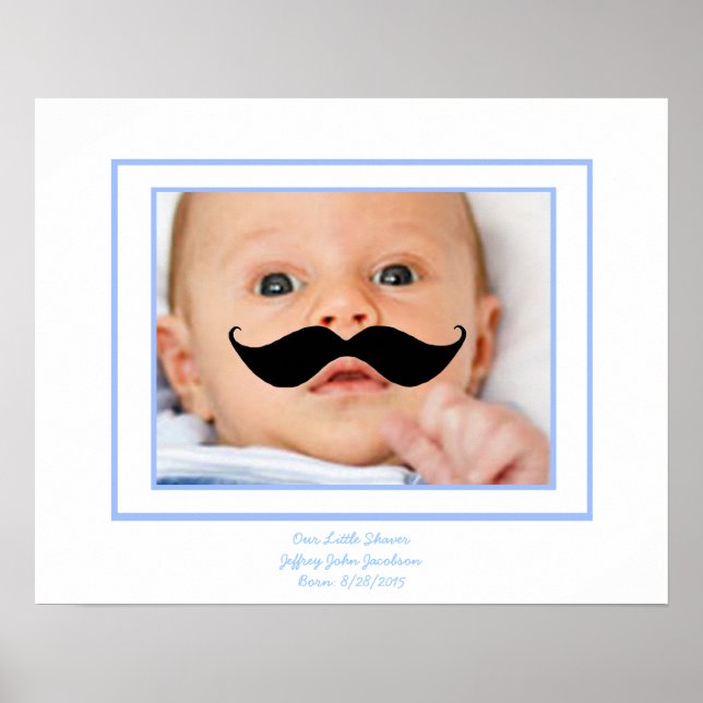 Pôster Baby Boy com bigode Foto personalizada do Little S (Frente)