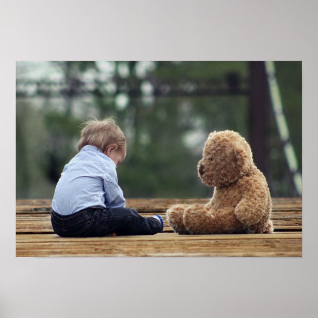 Poster Baby Boy e Teddy Bear (Frente)
