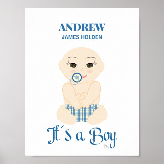 Poster Baby Boy in Blue Shades - Design (Frente)