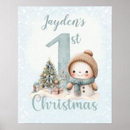 Poster Baby Boy Name First Christmas Blue Nursersery Post