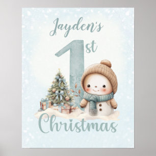 Poster Baby Boy Name First Christmas Blue Nursersery Post