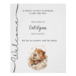 Pôster Baby Boy Shower Welcome Sign • Capybara Theme
