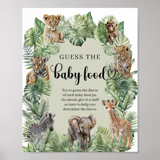 Poster Baby Boy Tropical Selgle Safari O jogo da Comida (Frente)