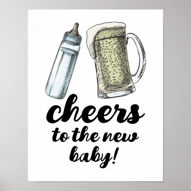 Poster Baby Breaking Cheers to New Baby Sign (Frente)