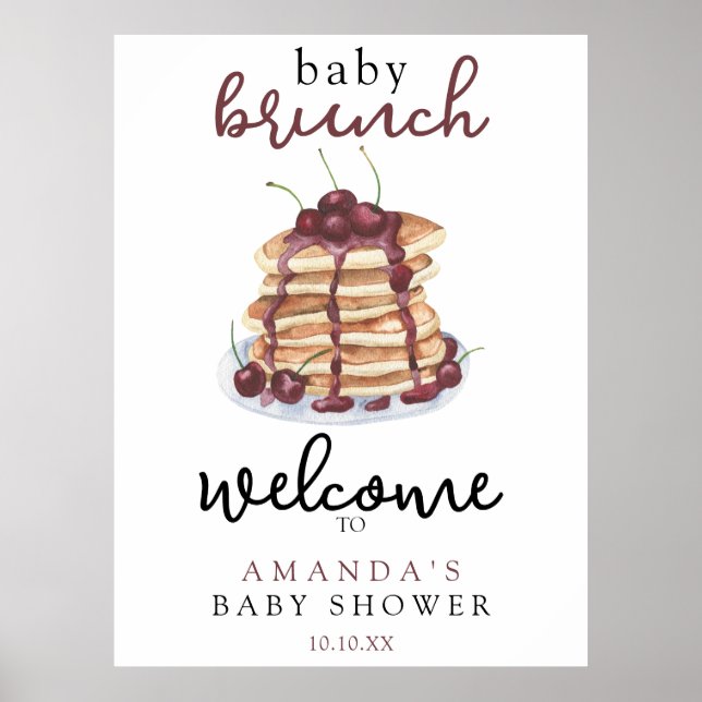 Poster Baby Brunch Pancakes, doce Chá de fraldas de cerej (Frente)