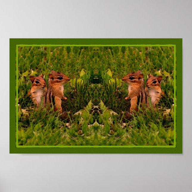Poster Baby Chipmunks Abstrato de Arte Animal (Frente)