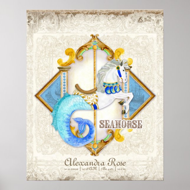 Poster Baby Circus Fantasy Seacavalo Carousel Vintage (Frente)