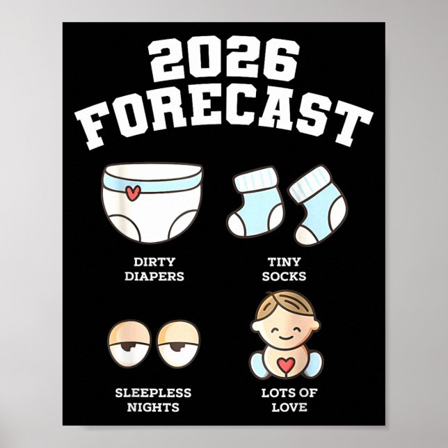 Poster Baby Coming Soon 2026 Forecast Baby Shower Funny N (Frente)