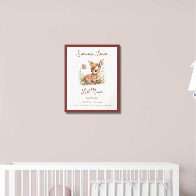 Poster Baby Deer Personalizado Nursery de Anúncio de Bebê (Criador carregado)