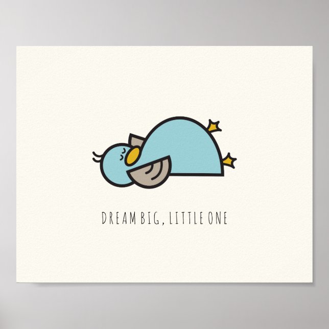 Poster Baby Duck Dream Big Little One Nursery Wall Art (Frente)