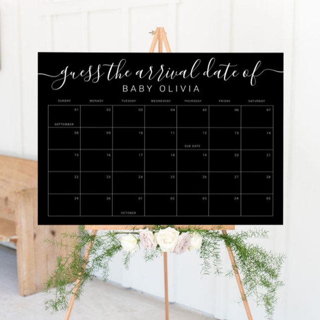 Poster Baby Due Date Calendar Sign Guess the BirthdayGame (Baby Due Date Calendar Sign Guess the BirthdayGame)