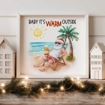 Baby Está Quente Lá Fora Tropical Natal Papai Noel
