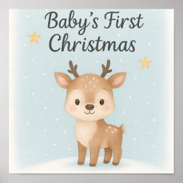 Poster Baby first christmas reindeer nursery wall