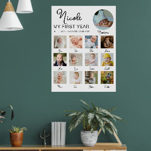 Poster Baby First Year 12 Meses Foto Collage Modern