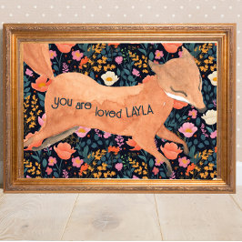 Poster Baby Fox Woodland Cottagecore Floral