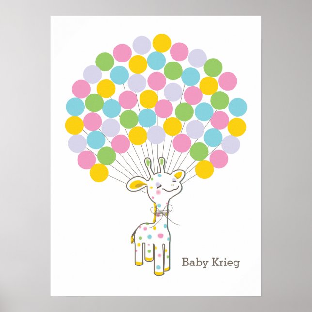 Poster Baby Giraffe | Chá de fraldas do Livro de Convidad (Frente)