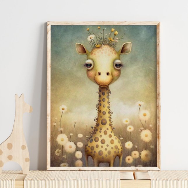 Poster Baby Giraffe Floral African | Giraffe Wall Impress (Criador carregado)