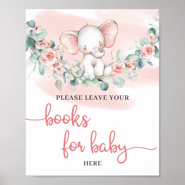 Poster Baby Girl Elephant eucaliptus books para bebês (Frente)