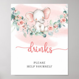 Poster Baby Girl Elephus eucalyptus bebe sinal de mesa