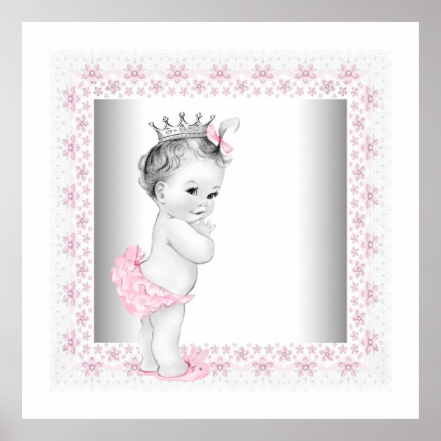 Pôster Baby Girl Pink Princesa (Frente)