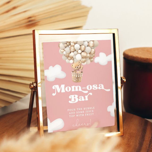 Poster Baby Girl Teddy Bear Balão Chá Mãe-Osa Bar (Criador carregado)