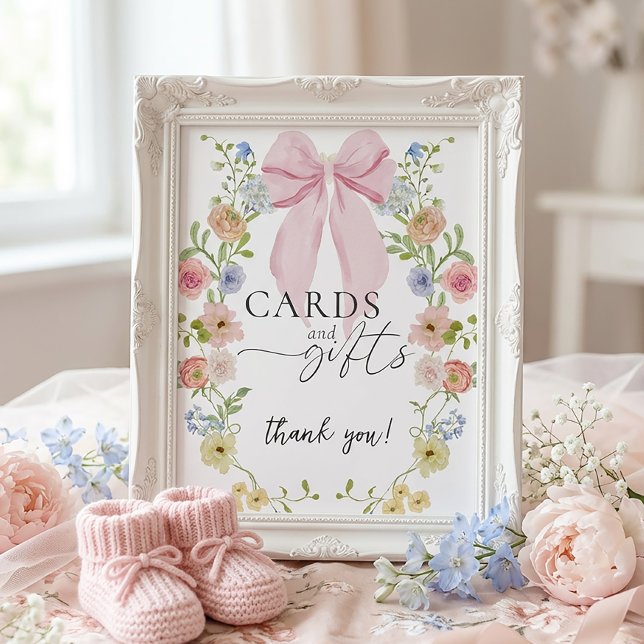 Poster Baby in Bloom Baby Shower Card Gifts Sign (Criador carregado)