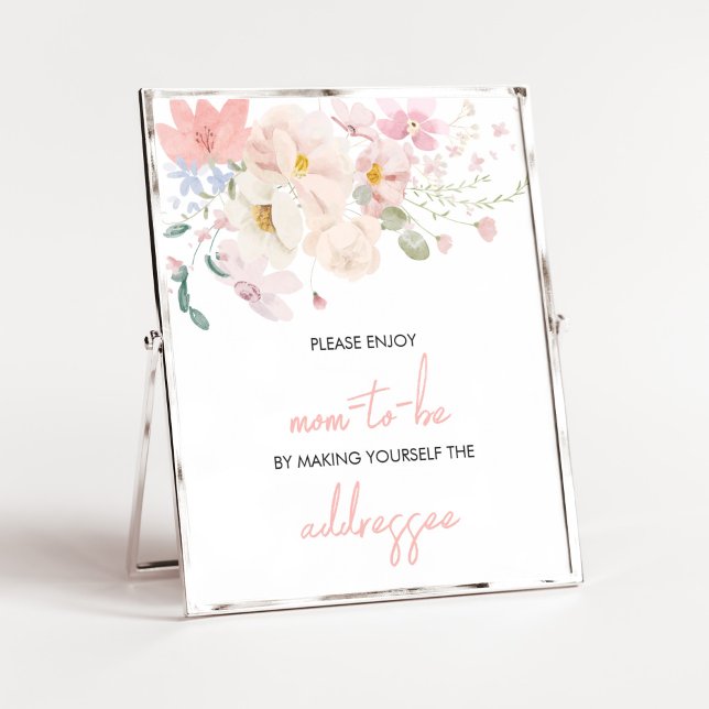 Poster Baby in Bloom Blush Pink Envelope Floral Station (Blush Pink Floral Baby in Bloom Baby Shower Envelope Station Sign)