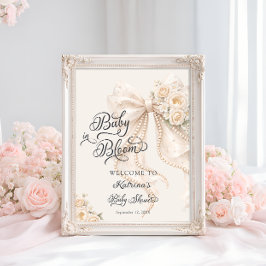 Poster Baby in Bloom Bow Floral Baby Shower Welcome