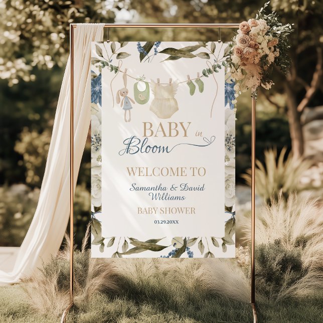 Poster Baby in Bloom Floral Clothesline Baby Shower (Criador carregado)