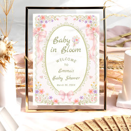 Poster Baby in Bloom Wildflower Bow Baby Shower Welcome 