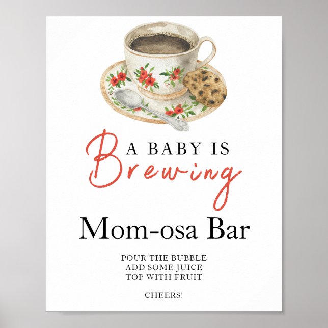 Poster Baby is brewing coffee baby shower Momosa bar  (Frente)