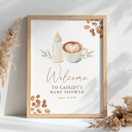 Poster Baby is Brewing Coffee Baby Shower Welcome Sign