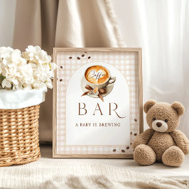 Poster Baby is Brewing Coffee Bean Theme Baby Shower Bar