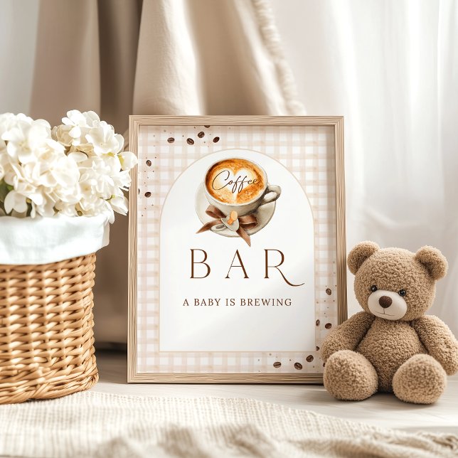 Poster Baby is Brewing Coffee Bean Theme Baby Shower Bar (Criador carregado)