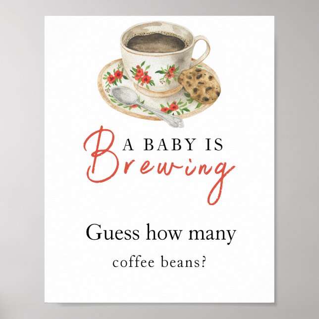 Poster Baby is brewing coffee How many coffee beans (Frente)