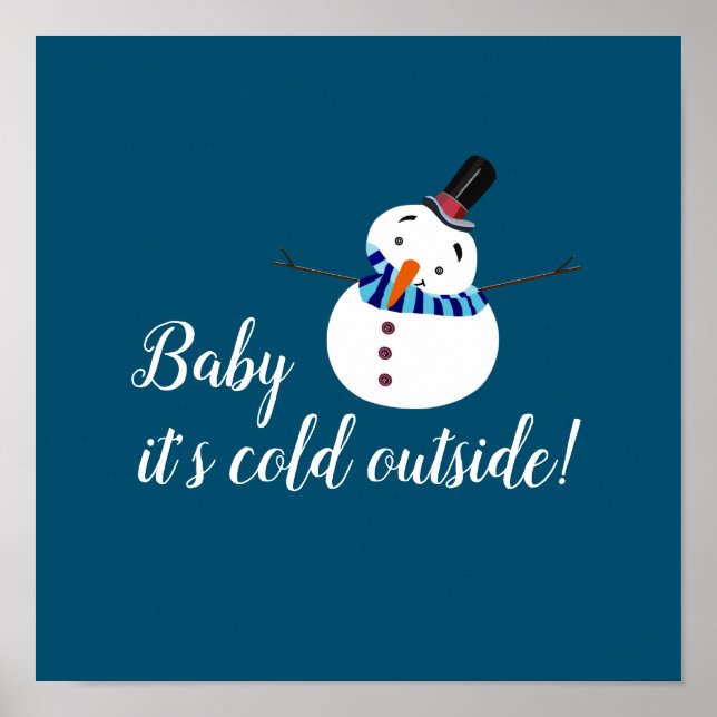 Poster Baby It's Cold Outside, Blue Snowman (Frente)