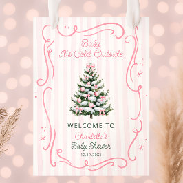Poster Baby It's Cold Outside Pink Baby Shower Welcome