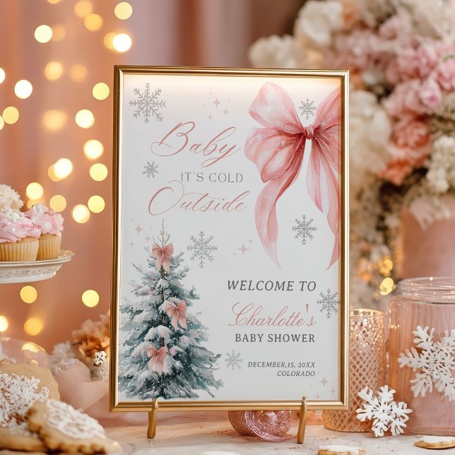 Poster Baby it's cold outside Winter Girl Baby Shower (Baby it's cold outside Winter Girl Baby Shower Poster)