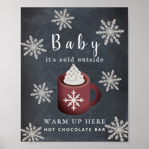 Poster Baby It's Fold Chalkboard Hot Chocolate Sinal